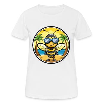 Biene Lustige Cartoon Sommer Strand Sonnenbrille Aufkleber - Frauen T-Shirt atmungsaktiv - Weiß - Vorne - AI Model Female 172 dark (172cm)