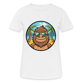 Bigfoot Lustige Cartoon Sommer Strand Sonnenbrille Cool - Frauen T-Shirt atmungsaktiv - Weiß - Vorne - AI Model Female 172 dark (172cm)