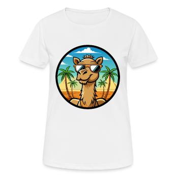 Kamel Lustige Cartoon Sommer Strand Sonnenbrille Cool - Frauen T-Shirt atmungsaktiv - Weiß - Vorne - AI Model Female 172 dark (172cm)