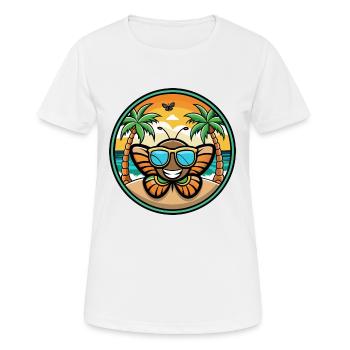 Schmetterling Lustige Cartoon Sommer Strand Sonnenbrille - Frauen T-Shirt atmungsaktiv - Weiß - Vorne - AI Model Female 172 dark (172cm)