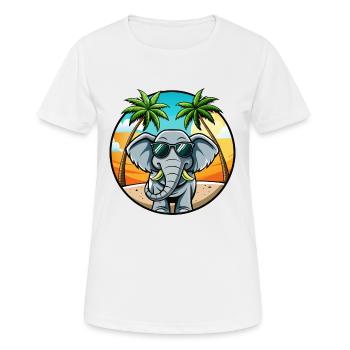 Lunettes de soleil de plage d’été de dessin animé drôle d’éléphant - T-shirt respirant Femme - blanc - Devant - AI Model Female 172 dark (172cm)