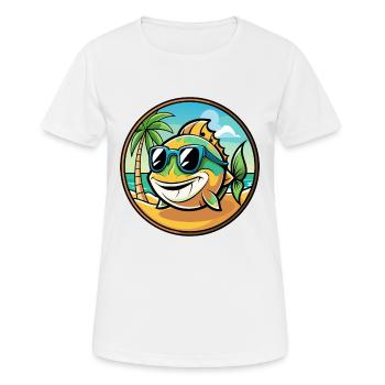 Poisson Drôle Dessin Animé Plage D’été Lunettes De Soleil Autocollant - T-shirt respirant Femme - blanc - Devant - AI Model Female 172 dark (172cm)
