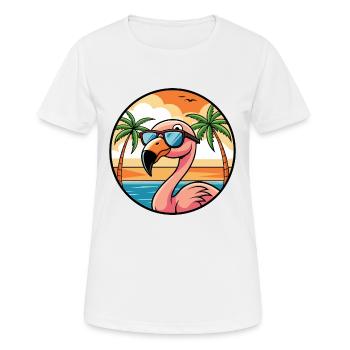 Flamingo Funny Cartoon Lunettes de soleil de plage d’été - T-shirt respirant Femme - blanc - Devant - AI Model Female 172 dark (172cm)