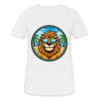 Löwe Lustige Cartoon Sommer Strand Sonnenbrille Aufkleber - Frauen T-Shirt atmungsaktiv - Weiß - Vorne - AI Model Female 172 dark (172cm)