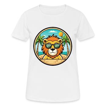 Löwe Lustige Cartoon Sommer Strand Sonnenbrille Aufkleber - Frauen T-Shirt atmungsaktiv - Weiß - Vorne - AI Model Female 172 dark (172cm)