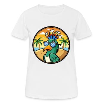 Pfau Lustige Cartoon Sommer Strand Sonnenbrille Cool - Frauen T-Shirt atmungsaktiv - Weiß - Vorne - AI Model Female 172 dark (172cm)