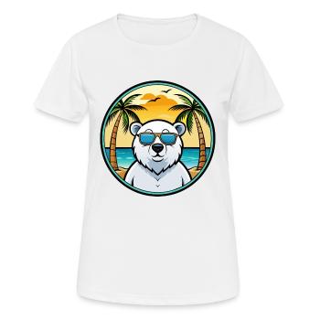 Polar Bear Funny Cartoon Summer Beach Sunglasses - Women's Breathable T-Shirt - white - Front - AI Model Female 172 dark (172cm)