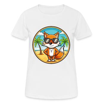 Renard Funny Cartoon Lunettes de soleil de plage d’été Autocollant - T-shirt respirant Femme - blanc - Devant - AI Model Female 172 dark (172cm)