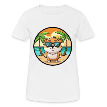 Hamster Lustig Cartoon Sommer Strand Sonnenbrille Cool - Frauen T-Shirt atmungsaktiv - Weiß - Vorne - AI Model Female 172 dark (172cm)