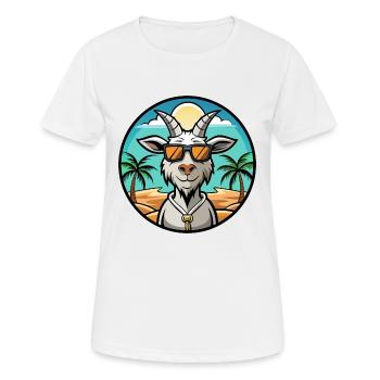 Ziege Lustige Cartoon Sommer Strand Sonnenbrille Aufkleber - Frauen T-Shirt atmungsaktiv - Weiß - Vorne - AI Model Female 172 dark (172cm)