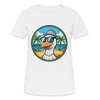 Gans Lustige Cartoon Sommer Strand Sonnenbrille Cool - Frauen T-Shirt atmungsaktiv - Weiß - Vorne - AI Model Female 172 dark (172cm)