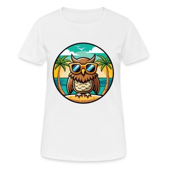 Eule Lustige Cartoon Sommer Strand Sonnenbrille Aufkleber - Frauen T-Shirt atmungsaktiv - Weiß - Vorne - AI Model Female 172 dark (172cm)