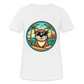Otter Lustige Cartoon Sommer Strand Sonnenbrille Cool - Frauen T-Shirt atmungsaktiv - Weiß - Vorne - AI Model Female 172 dark (172cm)