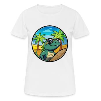 Lizard Funny Cartoon Summer Beach Sunglasses Cool - Women's Breathable T-Shirt - white - Front - AI Model Female 172 dark (172cm)
