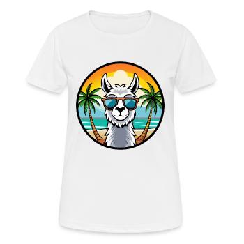 Llama Funny Cartoon Summer Beach Sunglasses Cool - Women's Breathable T-Shirt - white - Front - AI Model Female 172 dark (172cm)
