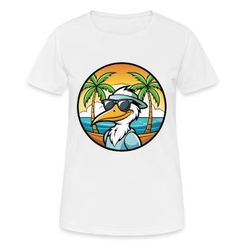 Pelikan Lustige Cartoon Sommer Strand Sonnenbrille Cool - Frauen T-Shirt atmungsaktiv - Weiß - Vorne - AI Model Female 172 dark (172cm)