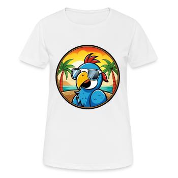 Papagei Lustige Cartoon Sommer Strand Sonnenbrille Cool - Frauen T-Shirt atmungsaktiv - Weiß - Vorne - AI Model Female 172 dark (172cm)