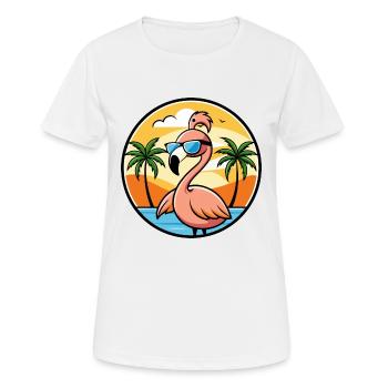 Flamingo Funny Cartoon Lunettes de soleil de plage d’été - T-shirt respirant Femme - blanc - Devant - AI Model Female 172 dark (172cm)