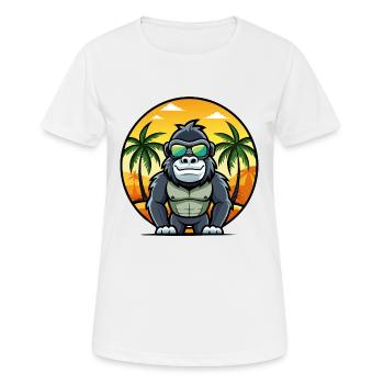 Gorilla Lustige Cartoon Sommer Strand Sonnenbrille Cool - Frauen T-Shirt atmungsaktiv - Weiß - Vorne - AI Model Female 172 dark (172cm)