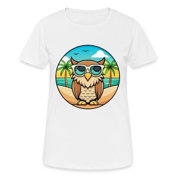 Eule Lustige Cartoon Sommer Strand Sonnenbrille Aufkleber - Frauen T-Shirt atmungsaktiv - Weiß - Vorne - AI Model Female 172 dark (172cm)