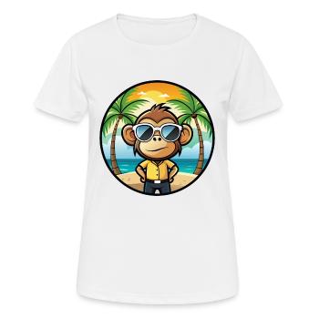 Affe Lustige Cartoon Sommer Strand Sonnenbrille Cool - Frauen T-Shirt atmungsaktiv - Weiß - Vorne - AI Model Female 172 dark (172cm)