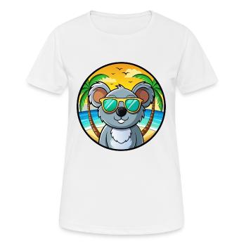 Koala Lustige Cartoon Sommer Strand Sonnenbrille Cool - Frauen T-Shirt atmungsaktiv - Weiß - Vorne - AI Model Female 172 dark (172cm)
