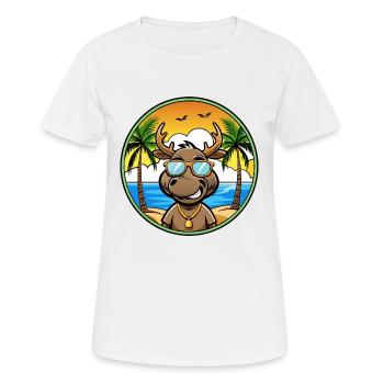 Elch Lustige Cartoon Sommer Strand Sonnenbrille Cool - Frauen T-Shirt atmungsaktiv - Weiß - Vorne - AI Model Female 172 dark (172cm)