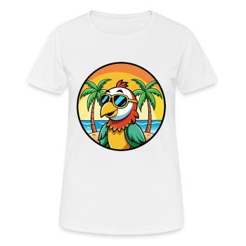 Papagei Lustige Cartoon Sommer Strand Sonnenbrille Cool - Frauen T-Shirt atmungsaktiv - Weiß - Vorne - AI Model Female 172 dark (172cm)