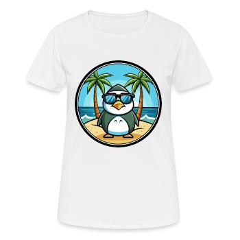 Pinguin Lustige Cartoon Sommer Strand Sonnenbrille Cool - Frauen T-Shirt atmungsaktiv - Weiß - Vorne - AI Model Female 172 dark (172cm)