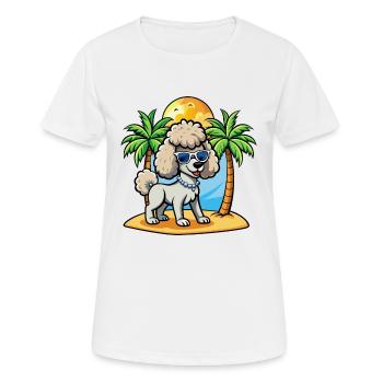 Caniche Chien Drôle Dessin Animé Plage De Plage Lunettes De Soleil - T-shirt respirant Femme - blanc - Devant - AI Model Female 172 dark (172cm)