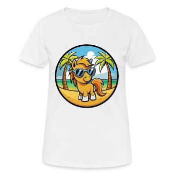 Pony Lustige Cartoon Sommer Strand Sonnenbrille Aufkleber - Frauen T-Shirt atmungsaktiv - Weiß - Vorne - AI Model Female 172 dark (172cm)