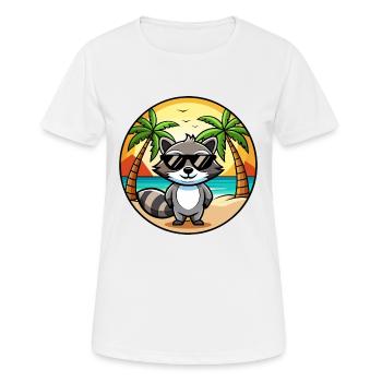 Waschbär Lustig Cartoon Sommer Strand Sonnenbrille Cool - Frauen T-Shirt atmungsaktiv - Weiß - Vorne - AI Model Female 172 dark (172cm)