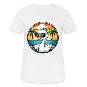 Schwan Lustige Cartoon Sommer Strand Sonnenbrille Aufkleber - Frauen T-Shirt atmungsaktiv - Weiß - Vorne - AI Model Female 172 dark (172cm)