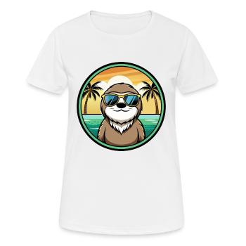 Sloth Funny Cartoon Summer Beach Sunglasses Cool - Women's Breathable T-Shirt - white - Front - AI Model Female 172 dark (172cm)