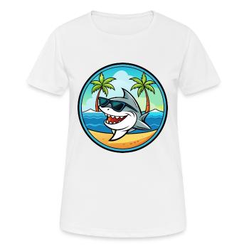 Requin Drôle Dessin Animé Plage D’été Lunettes De Soleil Cool - T-shirt respirant Femme - blanc - Devant - AI Model Female 172 dark (172cm)