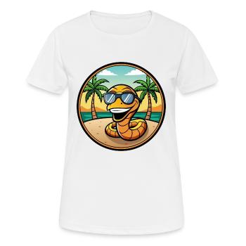 Schlange Lustige Cartoon Sommer Strand Sonnenbrille Cool - Frauen T-Shirt atmungsaktiv - Weiß - Vorne - AI Model Female 172 dark (172cm)