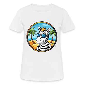Zebra Lustige Cartoon Sommer Strand Sonnenbrille Cool - Frauen T-Shirt atmungsaktiv - Weiß - Vorne - AI Model Female 172 dark (172cm)