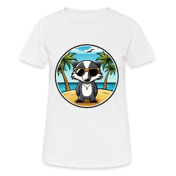 Dachs Lustige Cartoon Sommer Strand Sonnenbrille Cool - Frauen T-Shirt atmungsaktiv - Weiß - Vorne - AI Model Female 172 dark (172cm)