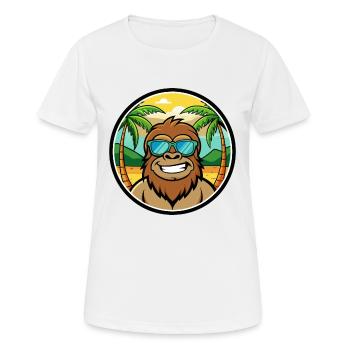 Bigfoot Lustige Cartoon Sommer Strand Sonnenbrille Cool - Frauen T-Shirt atmungsaktiv - Weiß - Vorne - AI Model Female 172 dark (172cm)