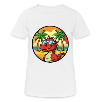 Drache Lustige Cartoon Sommer Strand Sonnenbrille Cool - Frauen T-Shirt atmungsaktiv - Weiß - Vorne - AI Model Female 172 dark (172cm)