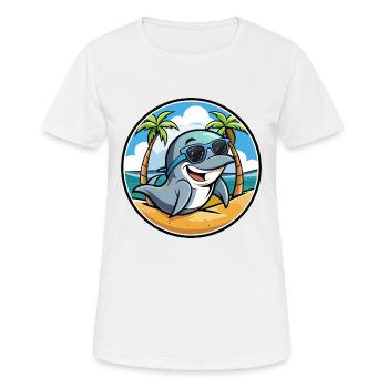 Dauphin Drôle Dessin Animé Plage D’été Lunettes De Soleil Cool - T-shirt respirant Femme - blanc - Devant - AI Model Female 172 dark (172cm)