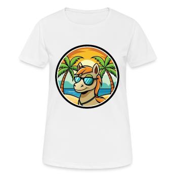 Pony Lustige Cartoon Sommer Strand Sonnenbrille Aufkleber - Frauen T-Shirt atmungsaktiv - Weiß - Vorne - AI Model Female 172 dark (172cm)