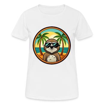 Sloth Funny Cartoon Summer Beach Sunglasses Cool - Women's Breathable T-Shirt - white - Front - AI Model Female 172 dark (172cm)
