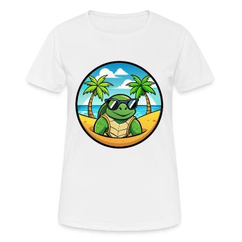 Schildkröte Lustige Cartoon Sommer Strand Sonnenbrille Cool - Frauen T-Shirt atmungsaktiv - Weiß - Vorne - AI Model Female 172 dark (172cm)