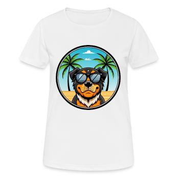 Lunettes de soleil Rottweiler Dog Cartoon Summer Beach - T-shirt respirant Femme - blanc - Devant - AI Model Female 172 dark (172cm)