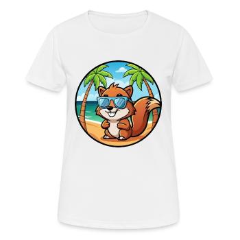 Eichhörnchen Lustige Cartoon Sommer Strand Sonnenbrille - Frauen T-Shirt atmungsaktiv - Weiß - Vorne - AI Model Female 172 dark (172cm)