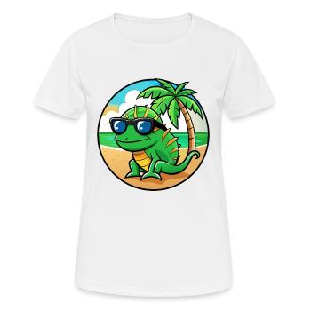 Chamäleon Lustige Cartoon Sommer Strand Sonnenbrille - Frauen T-Shirt atmungsaktiv - Weiß - Vorne - AI Model Female 172 dark (172cm)