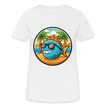 Fisch Lustige Cartoon Sommer Strand Sonnenbrille Aufkleber - Frauen T-Shirt atmungsaktiv - Weiß - Vorne - AI Model Female 172 dark (172cm)