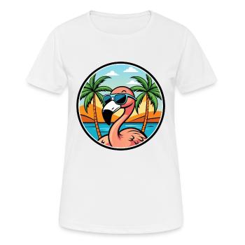 Flamingo Funny Cartoon Lunettes de soleil de plage d’été - T-shirt respirant Femme - blanc - Devant - AI Model Female 172 dark (172cm)