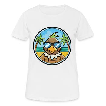 Wachtel Lustige Cartoon Sommer Strand Sonnenbrille Cool - Frauen T-Shirt atmungsaktiv - Weiß - Vorne - AI Model Female 172 dark (172cm)